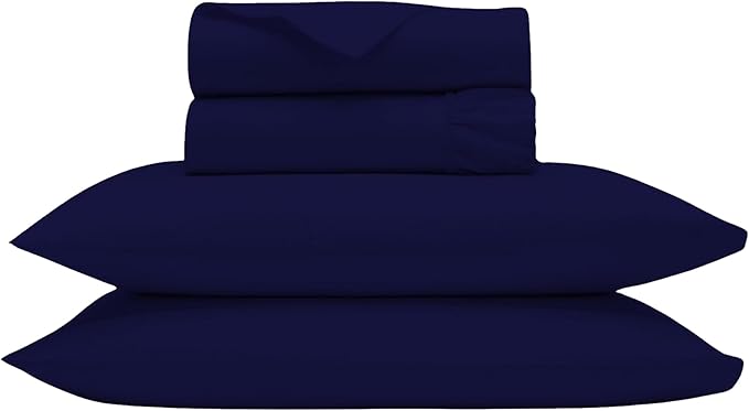 1000 Thread Count 100% Egyptian Cotton Sheets Set, California King Size Sateen Bed Sheet, 4 Piece Bed Sheet Sets, Long Staple, 18 Inches Deep Pocket, All Season, Bedding Soft Breathable, Navy Blue - LeafyLoom