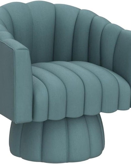 Accent Chair Mid Century 360 Degree Swivel Chair,Modern Lounge Sofa Round Barrel Chair with Wide Upholstered,Fluffy Velvet Fabric Chairs for Home Sofa Living Room/Bedroom/Waiting Room (Blue) - LeafyLoom