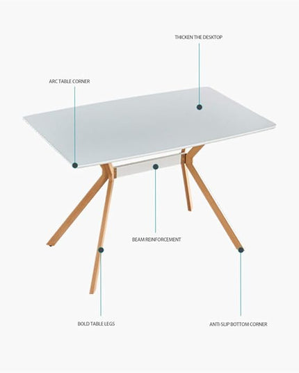 NicBex Modern Minimalist Style Dining Table MDF Anti-Scratch Top Metal Shelf Metal Heat Transfer Legs Leveling Feet for Dining Room Kitchen Office Table X 1Easy Assembly, White - LeafyLoom