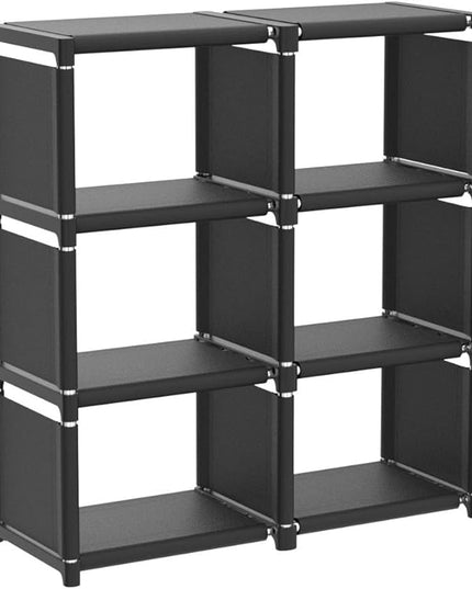 Mavivegue Book Shelf, 6 Cube Storage Organizer, DIY Bookcase, Metal Cube Bookshelf,Tall Book case for Bedroom, Living Room,Office,Closet Storage Organizer, Black Cubicle Storage Rack - LeafyLoom