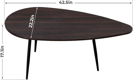 SAYGOER Oval Coffee Table Espresso Wood Mid Century Modern Coffee Tables Unique Retro Farmhouse Accent Center Sofa Rustic Table for Living Room Home Office Easy Assembly, Dark Brown - LeafyLoom