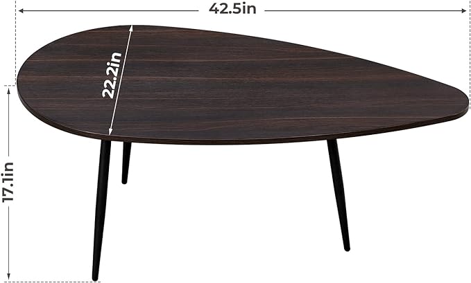 SAYGOER Oval Coffee Table Espresso Wood Mid Century Modern Coffee Tables Unique Retro Farmhouse Accent Center Sofa Rustic Table for Living Room Home Office Easy Assembly, Dark Brown - LeafyLoom