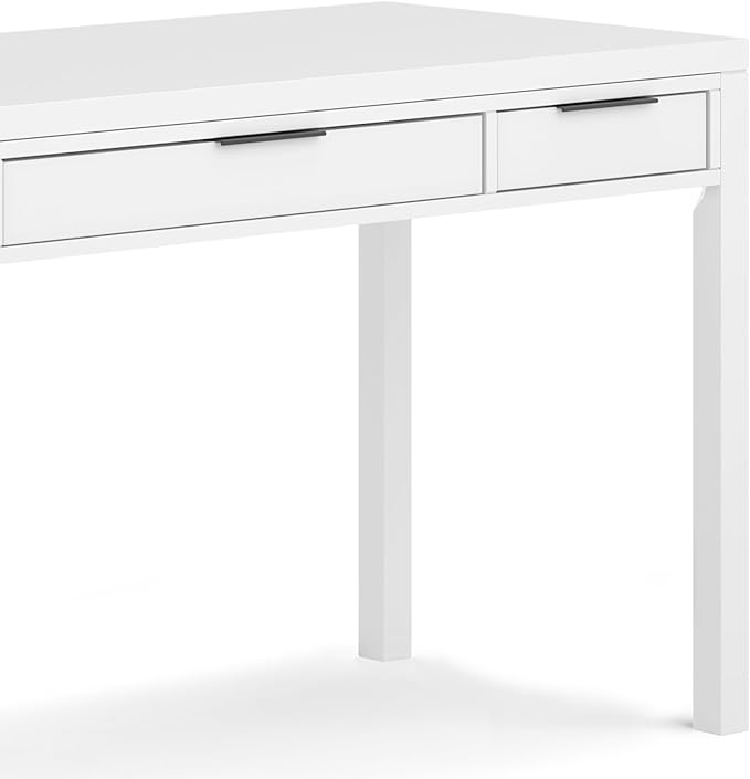 SIMPLIHOME Hollander Solid Wood Contemporary 60 Inch Wide Desk in White, for The Office Desk, Writing Table, Workstation and Study Table Distressed Dark Brown - LeafyLoom