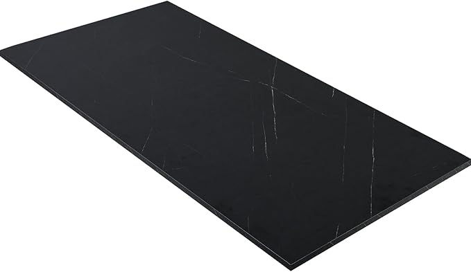 Kaboon Universal Tabletop 45.67"x23.62", Solid One-Piece Melamine Table Top, Double Desk L-Desk DIY, Home and Office,Cloud Atlas/Black Marble - LeafyLoom
