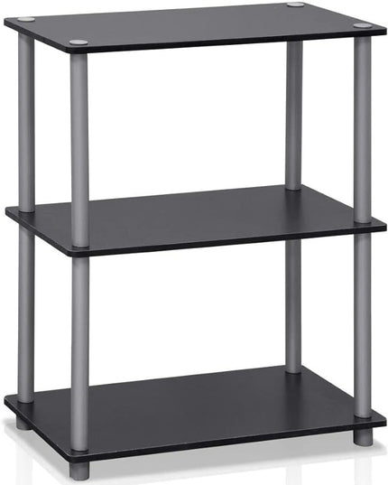 Furinno Turn-N-Tube Display Rack, 3-Tier Single, Black/Grey - LeafyLoom
