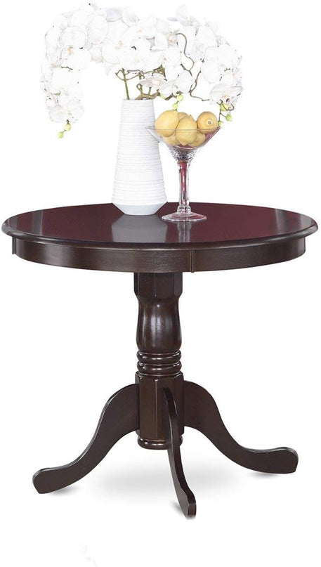 East West Furniture ANBO5-CAP-LC Antique 5 Piece Kitchen Set for 4 Includes a Round Table with Pedestal and 4 Faux Leather Dining Room Chairs, 36x36 Inch - LeafyLoom