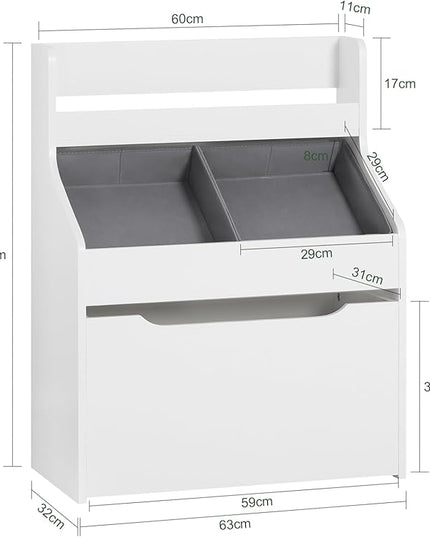 Haotian KMB71-W, White Children Kids Bookcase with Removable Boxes, Kid's Book Shelf Toy Shelf with Large Storage Drawer, Kids Storage Shelf Organizer with Storage Chest - LeafyLoom