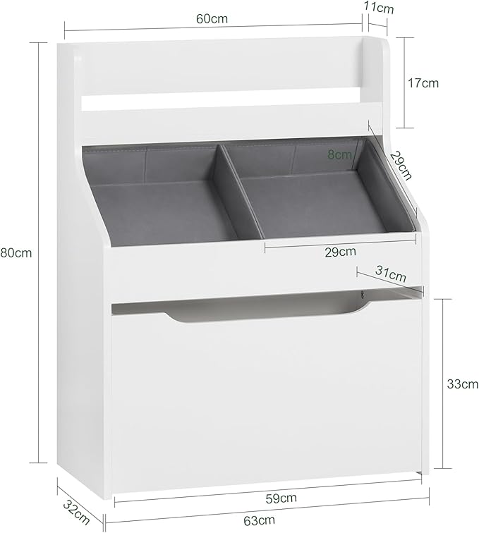 Haotian KMB71-W, White Children Kids Bookcase with Removable Boxes, Kid's Book Shelf Toy Shelf with Large Storage Drawer, Kids Storage Shelf Organizer with Storage Chest - LeafyLoom