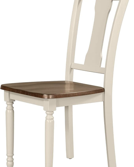 6-Piece Classic Rectangle Wooden Dining Table Set with 4 Chairs and Bench for Kitchen, Brown + Cottage White, 60" L x 35.8" W x 30" H - LeafyLoom