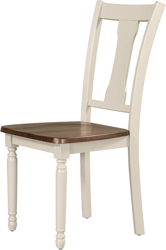 6-Piece Classic Rectangle Wooden Dining Table Set with 4 Chairs and Bench for Kitchen, Brown + Cottage White, 60" L x 35.8" W x 30" H - LeafyLoom