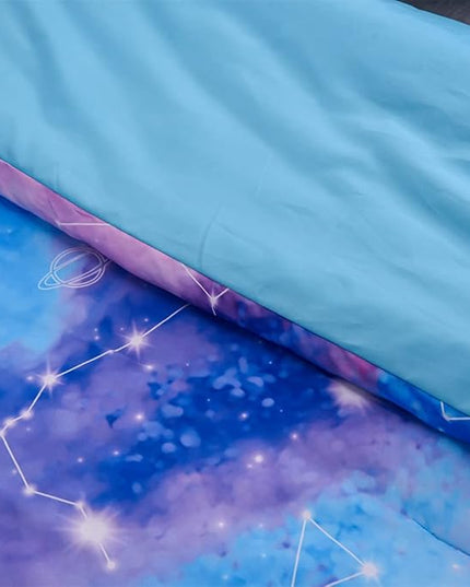 Holawakaka Tie Dye Constellation Print Ombre Comforter Set Queen Size Boys Girls Gradient Galaxy Bedding Set (Blue Purple, Queen) - LeafyLoom