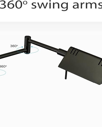 O'Bright LED Pharmacy Table Lamp, Full Range Dimming, 12W LED, 360 Degree Swing Arms, Desk, Reading, Craft, Work Lamp, ETL Tested, Black - LeafyLoom
