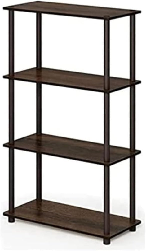 Furinno Turn-N-Tube 4-Tier Multipurpose Shelf Display Rack, Round Tubes, Walnut/Brown - LeafyLoom