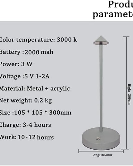 Cordless Table Lamps,Rechargeable Led Touch Bar Lamp,Portable Battery Operated Lamps,Brightness Dimmable Small Table Lamps,Minimalist Design,for Living Room/Restaurant/Couple Dinner/(Grey) - LeafyLoom