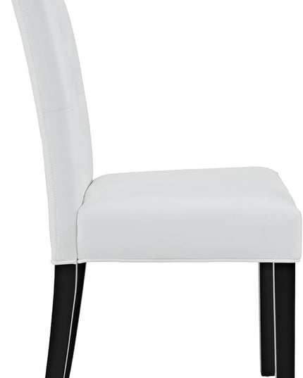 Modway Confer Modern Tufted Faux Leather Upholstered Parsons Kitchen and Dining Room Chair in White - LeafyLoom
