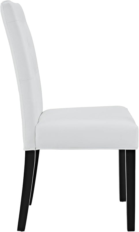 Modway Confer Modern Tufted Faux Leather Upholstered Parsons Kitchen and Dining Room Chair in White - LeafyLoom