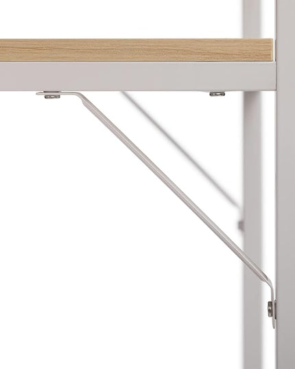 Minimalist Folding Table, Study Desk with Storage Shelf, Small Desk, Portable Computer Desk for Home, Office, Light Brown - LeafyLoom