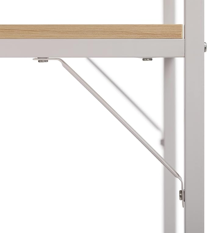Minimalist Folding Table, Study Desk with Storage Shelf, Small Desk, Portable Computer Desk for Home, Office, Light Brown - LeafyLoom