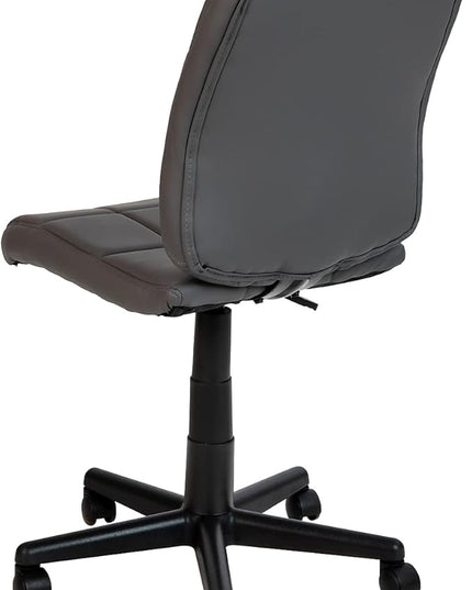 Flash Furniture Clayton Mid Back Swivel Task Chair - Gray Vinyl Upholstery - Tufted Back and 360° Swivel - LeafyLoom