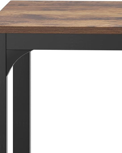 SDHYL Dining Table Set,Two Chairs and One Bench 4 Pieces Set Wooden Table Top with Metal Legs for Breakfast in Living Room, Kitchen Room, Dining Room,Space Saving Kitchen Table Set,Rustic Brown - LeafyLoom