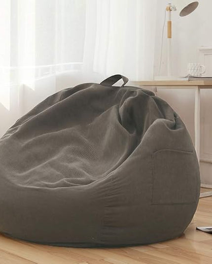 Stuffed Animal Storage Bean Bag Chair Cover (No Filler)for Kids and Adults. Premium Corduroy Stuffable Beanbag for Organizing Children Plush Toys or Memory Foam Extra Large 300L (Warm Grey) - LeafyLoom