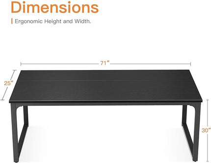 Coleshome 71 Inch Computer Desk, Modern Simple Style Desk for Home Office, Study Student Writing Desk, Black - LeafyLoom