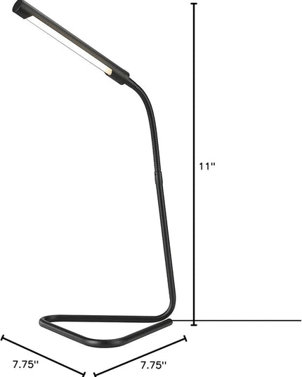 Globe Electric 56060 Arden 12" LED Integrated Desk Lamp, Adjustable Gooseneck, in-Line On Off Switch, USB Cable Included, 7 Watts, 200 Lumens,Black - LeafyLoom