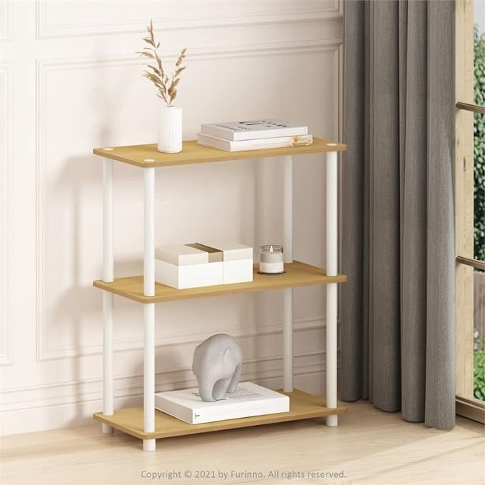 Furinno Turn-N-Tube Display Rack, 3-Tier Single, Beech - LeafyLoom