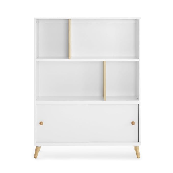 Delta Children Essex Bookcase - Greenguard Gold Certified, Bianca White/Natural - LeafyLoom