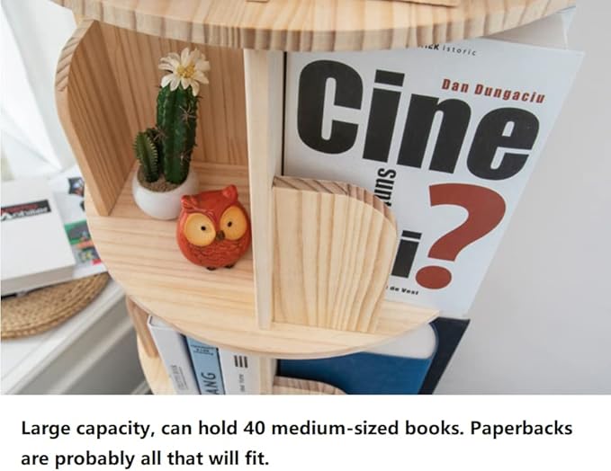 Heehee 2 Rotating Bookshelf 360 Display Floor Standing Bookcase Storage Rack for Kids&Adults Multi-Functional Bookshelf Organizer (2-Tier) - LeafyLoom