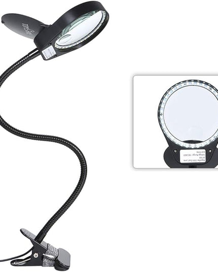 Tom-shine Magnifying Glass Lamp 3X 10X,Stepless Dimmable LED Magnifying Lamp with Dust Cover Metal Clamp,Adjustable LED Magnifier with Light and Stand for Crafts Reading Workbench Close Work - LeafyLoom
