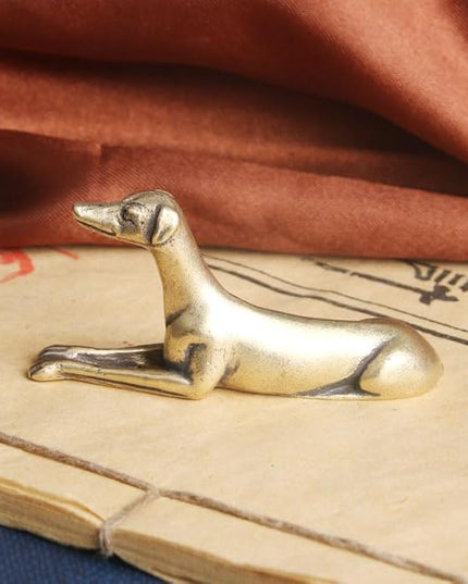 Vintage Solid Brass Miniature - Delicate Greyhound Desk Ornament for Pet Enthusiasts - Exquisite Collectible and Home Décor Accent（Greyhound） - LeafyLoom