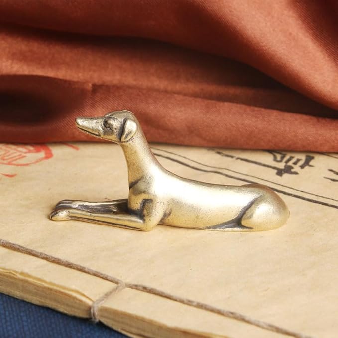 Vintage Solid Brass Miniature - Delicate Greyhound Desk Ornament for Pet Enthusiasts - Exquisite Collectible and Home Décor Accent（Greyhound） - LeafyLoom