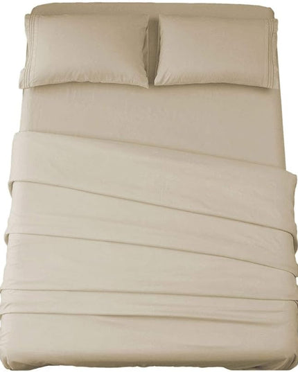 SONORO KATE Bed Sheet Set Super Soft Microfiber 1800 Thread Count Luxury Egyptian Sheets 16-Inch Deep Pocket，Wrinkle -4 Piece (Beige, Full) - LeafyLoom