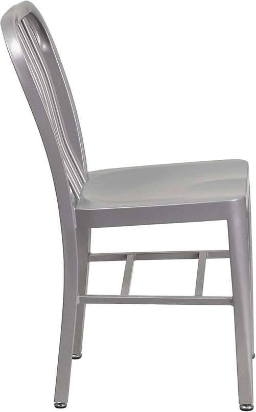 Flash Furniture Commercial Grade Silver Metal Indoor-Outdoor Chair - LeafyLoom