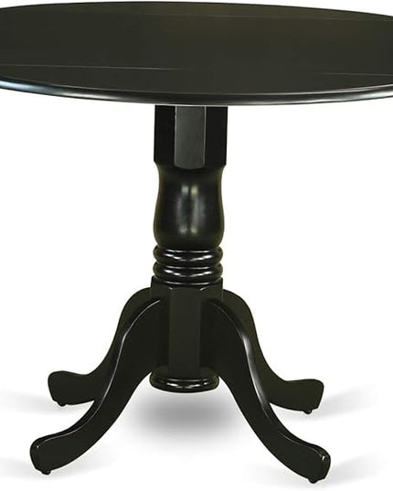 East West Furniture DLCL5-BLK-W Dublin 5 Piece Set for 4 Includes a Round Kitchen Table with Dropleaf and 4 Dining Room Chairs, 42x42 Inch - LeafyLoom