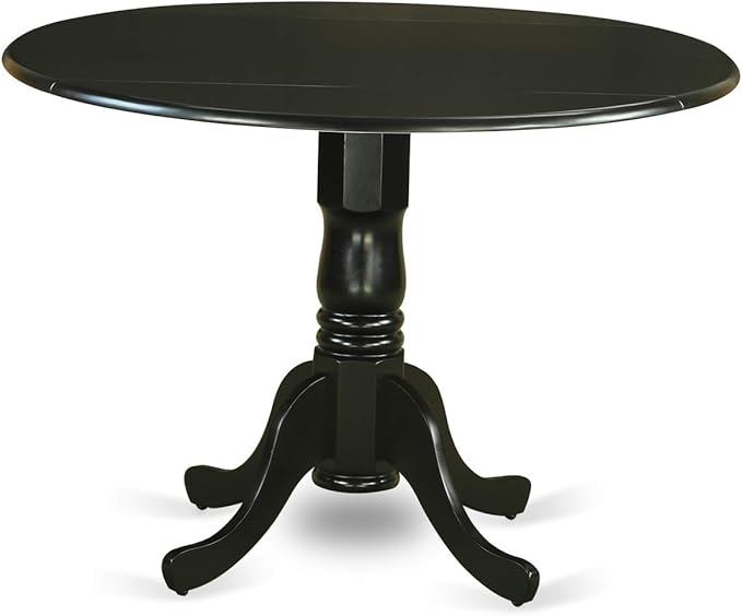 East West Furniture DLCL5-BLK-W Dublin 5 Piece Set for 4 Includes a Round Kitchen Table with Dropleaf and 4 Dining Room Chairs, 42x42 Inch - LeafyLoom