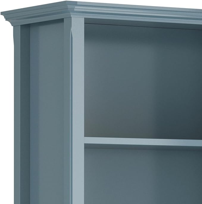 SIMPLIHOME Amherst SOLID WOOD 30 Inch Wide Transitional 5 Shelf Bookcase in French Blue, for The Living Room, Study Room and Office - LeafyLoom