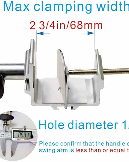 Heavy Duty Replacement Clamp for 1/2” Base Magnifying Lamp，Desk Lamp，Magnify Lamp，Swing Arm Lamp，Mic Microphone Suspension Boom Scissor Mount(Silver) - LeafyLoom
