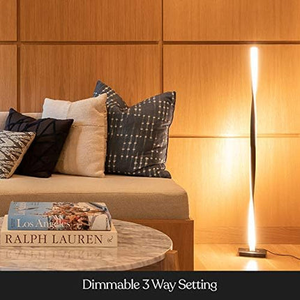 Brightech Helix LED Floor lamp, Bright Floor Lamp for Living Rooms & Bedrooms, 48" Tall Pole Lamp, Dimmable Standing Lamp - Black - LeafyLoom