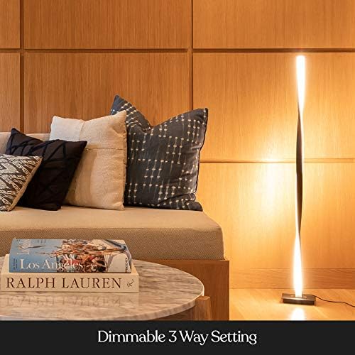 Brightech Helix LED Floor lamp, Bright Floor Lamp for Living Rooms & Bedrooms, 48" Tall Pole Lamp, Dimmable Standing Lamp - Black - LeafyLoom