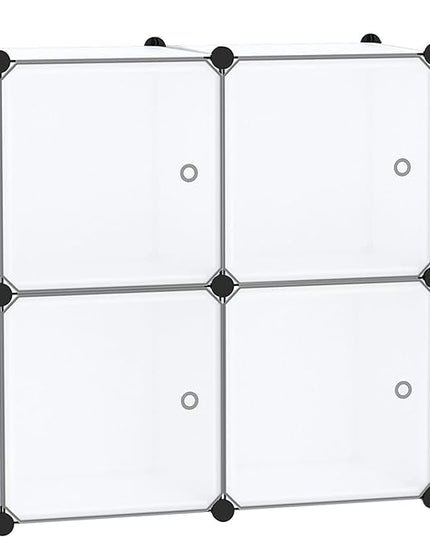 C&AHOME Cube Storage Organizer with Doors, 4-Cube Shelves, Closet Cabinet, DIY Plastic Modular Bookshelf Ideal for Bedroom, Living Room, 24.8" L x 12.4" W x 24.8" H White USHS04W-DOOR - LeafyLoom