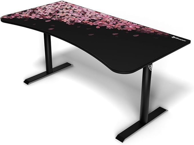 Arozzi Arena Special Edition Ultrawide Curved Gaming and Office Desk with Full Surface Water Resistant Desk Mat Custom Monitor Mount Cable Management Cut Outs - Flower - LeafyLoom