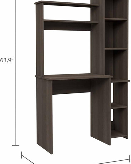 NicBex Laik-DW-00077-DX Desks, 38.7" W x 17.8" D x 63.9" H, Brown - LeafyLoom