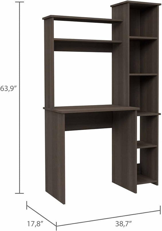 NicBex Laik-DW-00077-DX Desks, 38.7" W x 17.8" D x 63.9" H, Brown - LeafyLoom
