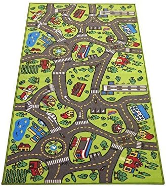 Kids Rug Playmat City Life Great for Playing with Cars and Toys - Play Learn and Have Fun Safely - Kids Baby Children Educational Road Traffic Play Mat for Bedroom Play Room Game Safe Area 43" x 26" - LeafyLoom