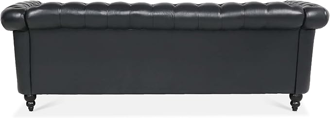 3-Seaters Living Room Clasic Chesterfield Sofa Couch Button Tufted PU Leather Upholstered Sofa&Couch with Luxury Roller Armrest Soild Wood Legs Movable Cushions & Nailhead Decor - LeafyLoom