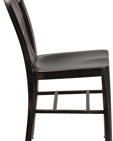 Flash Furniture Commercial Grade Black-Antique Gold Metal Indoor-Outdoor Chair - LeafyLoom