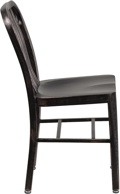 Flash Furniture Commercial Grade Black-Antique Gold Metal Indoor-Outdoor Chair - LeafyLoom