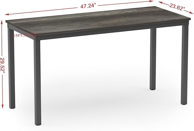 Teraves Computer Desk/Dining Table Office Desk Sturdy Writing Workstation for Home Office (47.24”, Black Oak) - LeafyLoom